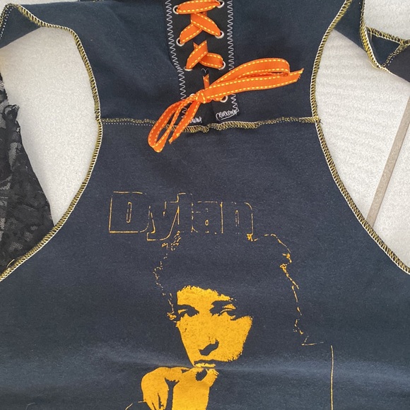 Vintage Styles Ever After Bob Dylan hand made vest black with black lace OS - Picture 2 of 8